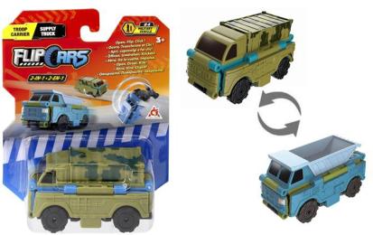Іграшкова машинка Flip Cars EU463875-27 2 в 1 Військова вантажівка і Самоскид