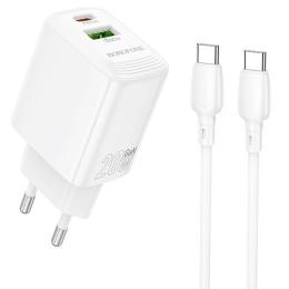 Адаптер живлення для телефона Borofone BN27 Fuente PD20W + QC3.0 (1USB-A/1C) White