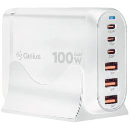 Адаптер живлення для телефона Gelius Force GaN 100W GP-HC063 3USB-A + 3Type-C White