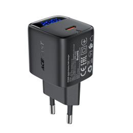 Адаптер живлення для телефона Acefast A113 PD20W GaN (USB-C) with digital display Black