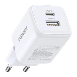 Адаптер живлення для телефона Ugreen X514 USB-C + USB 20W GaN Fast Charger White (65006)