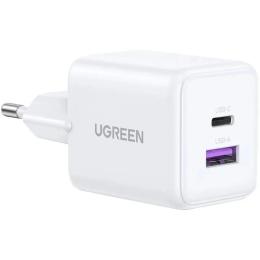 Адаптер живлення для телефона Ugreen X516 30W 2-Port GaN Fast Charger White (65015)