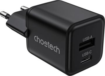 Адаптер живлення для телефона Choetech PD5012-EU-BK, USB-A/USB-С