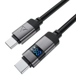 Дата-кабель Acefast C15-03 Type-C to Type-C zinc alloy digital display data cable 60W 1, 2m Black