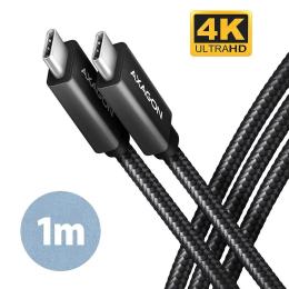 Дата-кабель Axagon BUCM32-CM10AB USB-C-USB-C 3.2 Gen 2, 1m, PD 100W, 5A, 4K HD Black