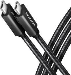 Дата-кабель Axagon BUCM32-CM20AB USB-C-USB-C 3.2 Gen 2, 2m, PD 100W, 5A, 4K HD Black