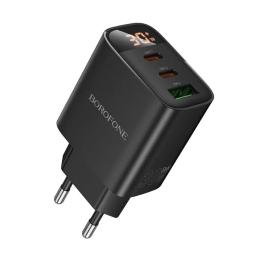 Адаптер живлення для телефона Borofone BA98A Ilustre PD30W (2C1A) charger with digital display (EU) Black