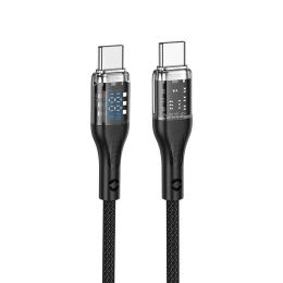 Дата-кабель Hoco U115 Transparent Discovery Edition 100W data cable with display for Type-C to Type-C Black