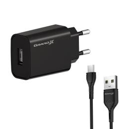 Мережевий зарядний пристрій для телефона Grand-X Quick Charge QС3.0 + cable USB  -   Type C, Cu, 4A, TPE, 1m (CH-550WT)