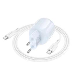 Мережевий зарядний пристрій для телефона Borofone BA93A Lustrous PD20W + QC3.0 (1USB-A/1C) + кабель Type-C to Type-C