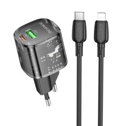 Мережевий зарядний пристрій для телефона Borofone BN17 Sunlight PD20W + QC3.0 (1USB-A/1C) + кабель Type-C to Lightning