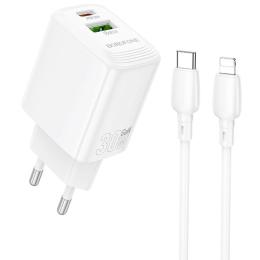 Мережевий зарядний пристрій для телефона Borofone BN29 Fuente PD30W + QC3.0 (1USB-A/1C) + кабель Type-C to Lightning