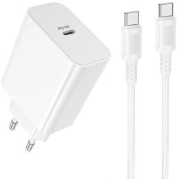 Мережевий зарядний пристрій для телефона Borofone BA107A Stellar single port PD30W charger set (C to C) White (6941991125362)
