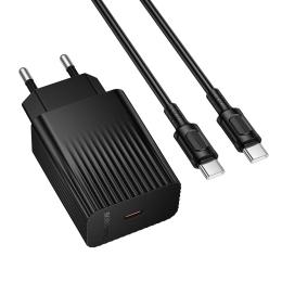 Мережевий зарядний пристрій для телефона Borofone BAS75A Source single port PD30W charger set (C to C) Black (6941991122859)