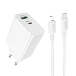 Мережевий зарядний пристрій для телефона Borofone BA106A Stellar PD20W + QC3.0 charger set (C to iP) White (6941991125324)