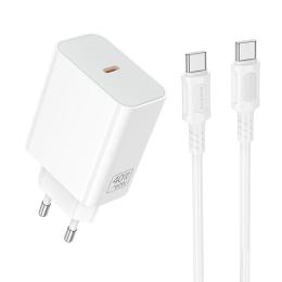 Мережевий зарядний пристрій для телефона Borofone BA109A Star single port PD40W charger set (C to C) White (6941991126895)