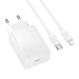 Мережевий зарядний пристрій для телефона Borofone BAS75A Source single port PD30W charger set (C to iP) White (6941991122842)