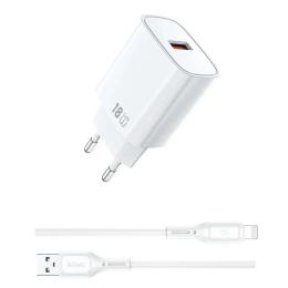 Мережевий зарядний пристрій для телефона WIWU 18W Essen GaN Fast Charger + Cable Combo Wi-G006 A-L EU White (6977703654769)
