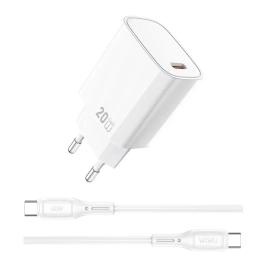 Мережевий зарядний пристрій для телефона WIWU 20W Essen GaN Fast Charger + Cable Combo Wi-G007 C-C EU White (6977703653878)