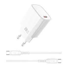 Мережевий зарядний пристрій для телефона WIWU 20W Essen GaN Fast Charger + Cable Combo Wi-G007 C-L EU White (6977703653908)