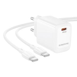 Мережевий зарядний пристрій для телефона Borofone BN28 Fuente single port PD30W charger set (C to C) White (6941991120312)