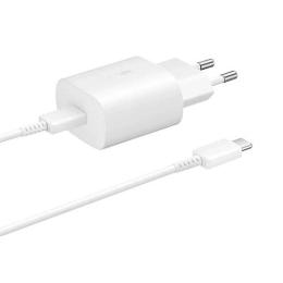 Мережевий зарядний пристрій для телефона Samsung EP-TA800 (25W/1PD) White + кабель PD to Type-C White
