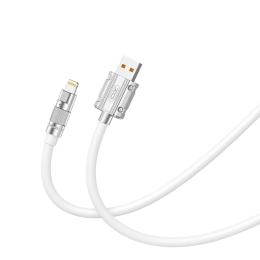 Дата-кабель XO NB227 Silicone Zinc Alloy 2.4A USB-A (тато)  -  Lightning (тато) 1.2 м White