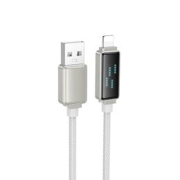 Дата-кабель Borofone BU53 Meteor Display 5A USB-A (тато)  -  Lightning (тато) 1 м Gray