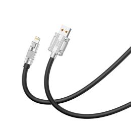 Дата-кабель XO NB227 Silicone Zinc Alloy 2.4A USB-A (тато)  -  Lightning (тато) 1.2 м Black