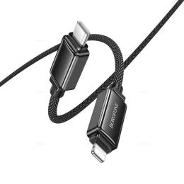 Дата-кабель Borofone BU53 Meteor Display 27W Type-C (тато)  -  Lightining (тато) 1 м Black