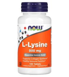 Амінокислота NOW L-Lysine 500 mg (100 tabs) (07383-01)