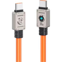 Дата-кабель USAMS US-SJ684 Mecha Type-C (тато)  -  Type-C (тато) 100W Zine Alloy Fast Charging 1.2 м Orange (SJ684USB04)