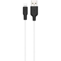 Дата-кабель Hoco Silicone X21 1m USB(тато) - Lightning(тато) Black White