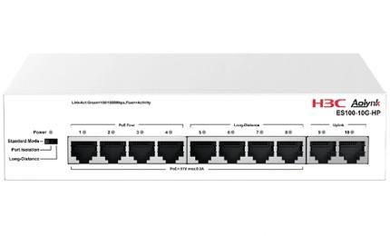 Світч H3C Aolynk ES100-10G-HP Ethernet Switch with 10 * 10/100/1000M BASE-T PoE Ports, AC