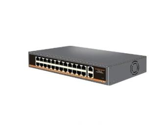 Світч PowerPlant PoE 24x100 Мбіт/с PoE + 2x Gigabit UPLINK, 400 Вт