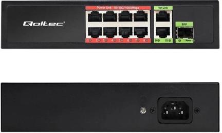 Світч PowerPlant PoE 8x Gigabit PoE + 2x Gigabit UPLINK + 2x SFP, 120 Вт