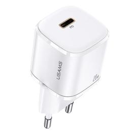 Адаптер живлення для телефона USAMS US-CC124 T36 White (20W Super Si 1Type-C/20W)