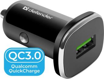 Автомобільний адаптер для телефона Defender UCA-91 Black (83830) USB QC 3.0 18 W