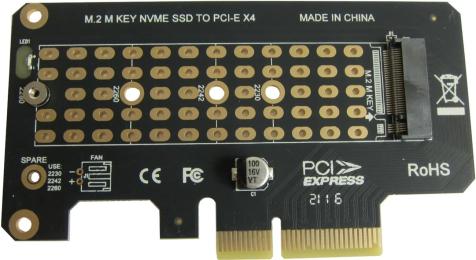 Плата розширення Dynamode PCI-Ex4 - M.2 M-key SSD NVMe M-Key to PCI-E 3.0 x4 / x8 / x16