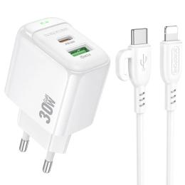 Мережевий зарядний пристрій для телефона Borofone BAS45A White 30W + Lightining