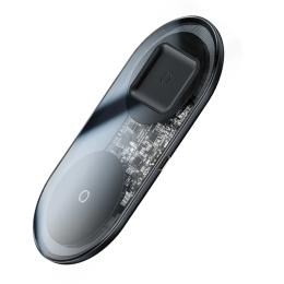 Бездротовий зарядний пристрій Baseus (WXJK-A01) Black Simple 18W 2 in 1 Crystal