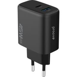 Адаптер живлення для телефона Proove Silicone Power 2 45W (Type-C + USB) Black (WCSP24110001)