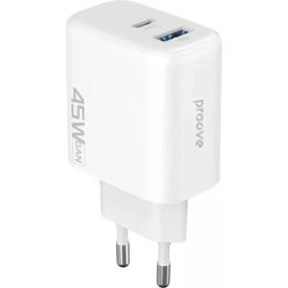 Адаптер живлення для телефона Proove Silicone Power 2 45W (Type-C + USB) White (WCSP24110002)