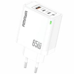 Адаптер живлення для телефона Amaya E102T White 65W GaN (1USB-A/2C)