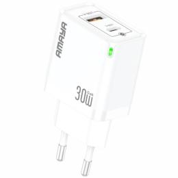 Адаптер живлення для телефона Amaya E46D White 30W GaN (1USB-A/1C)