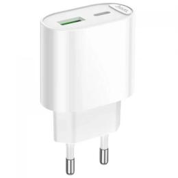 Адаптер живлення для телефона Hoco C109A Fighter White 20W (1USB-A/1C)