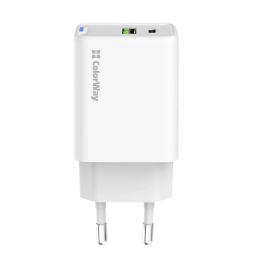 Адаптер живлення для телефона ColorWay GaN Mini 45W PD Port PPS USB (Type-C PD + USB QC4.0) White (CW-CHS060PD-WT)