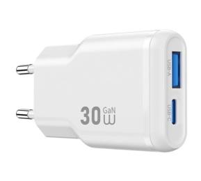 Адаптер живлення для телефона WIWU G033 White 30W GaN (1USB-A/1C)