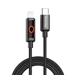 Дата-кабель ColorWay Type-C (тато)  -  Lightning (тато) Breathing Light 30W 1м Black (CW-CBPDCL103-BK)