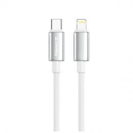 Дата-кабель ColorWay Type-C (тато)  -  Lightning (тато) zinc alloy braided 30W 2м White (CW-CBPDCL099-WT)
